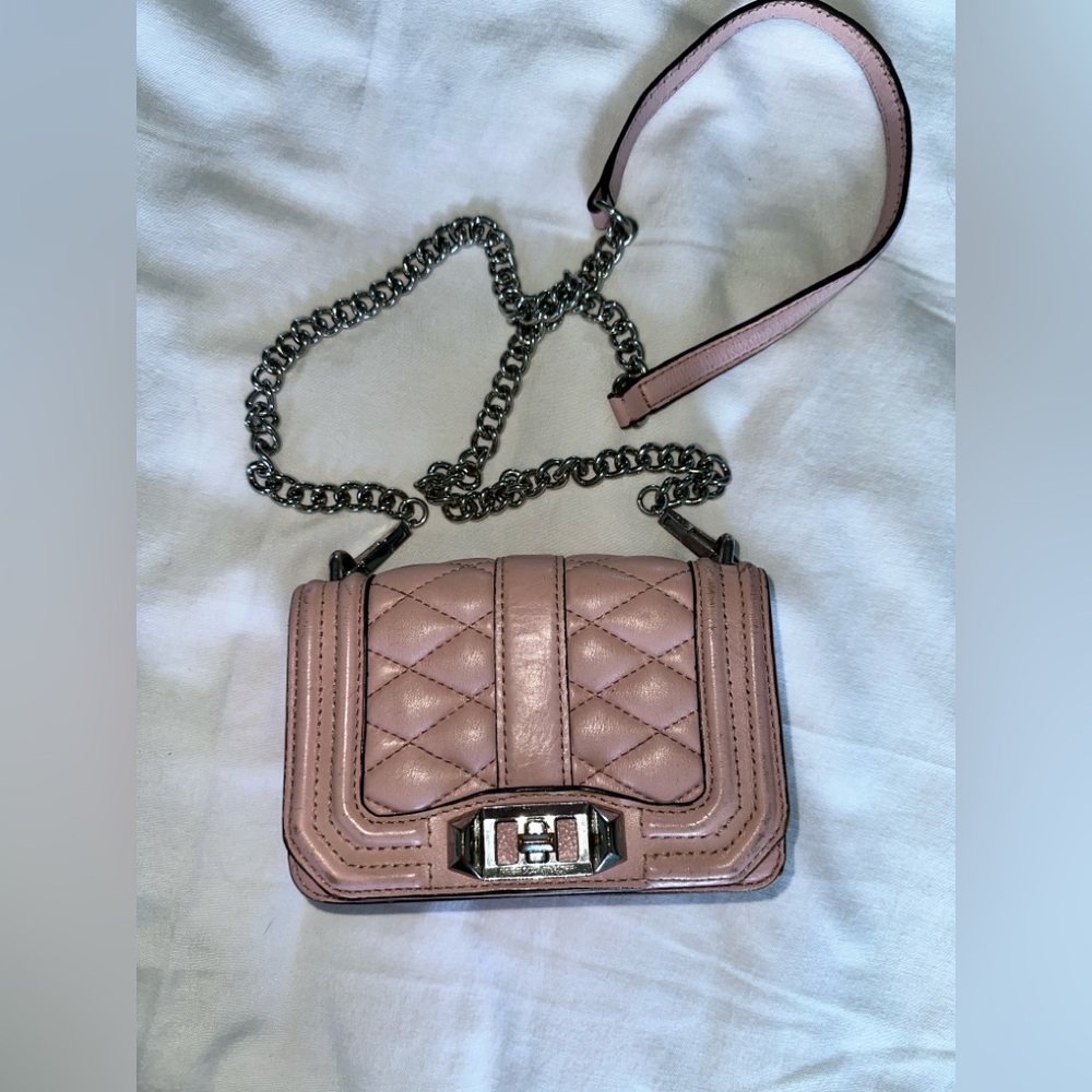 Rebecca Minkoff Pink Quilted Crossbody Bag with Luxe Chain
